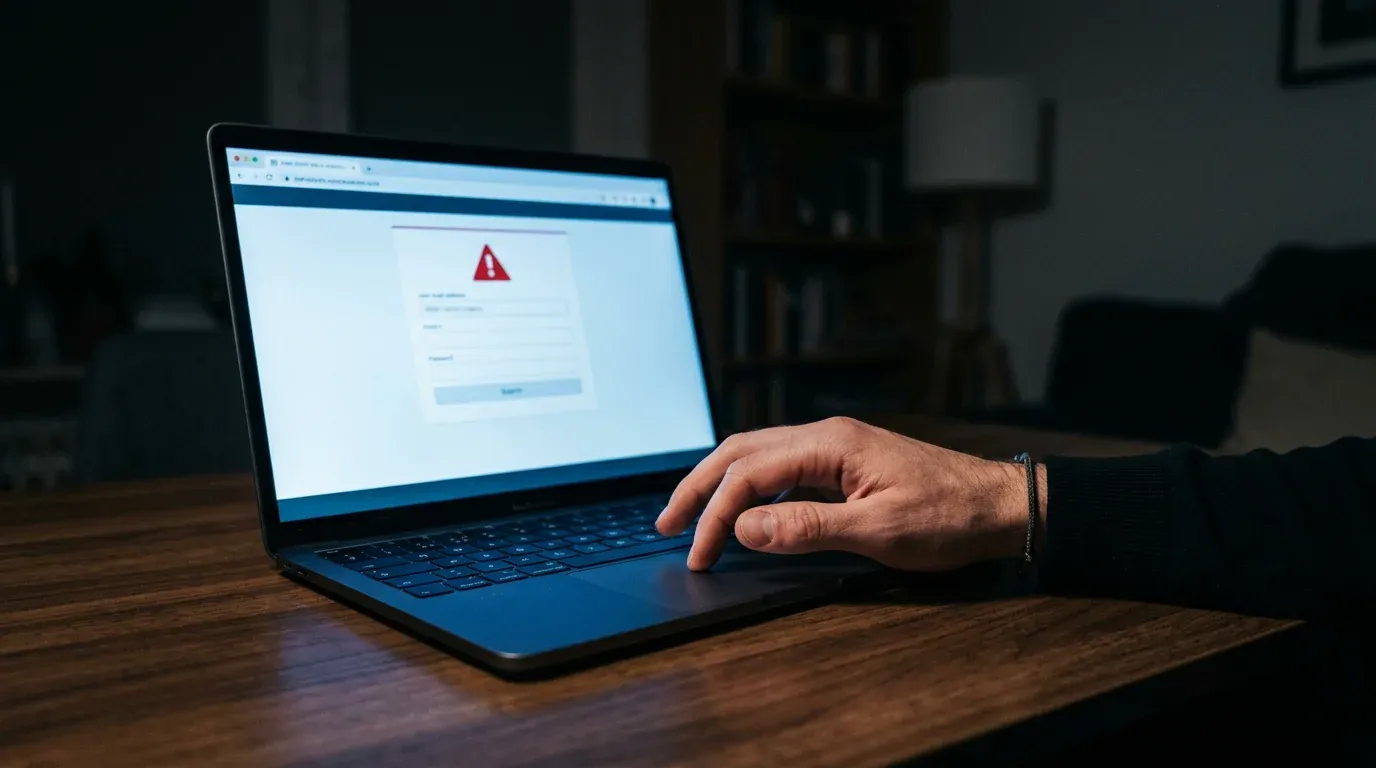 Spotting a fake TikTok monitoring scam site on a laptop