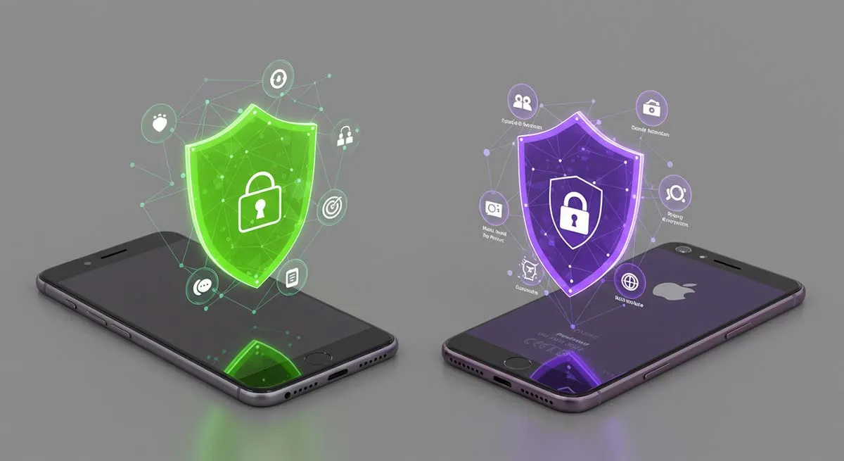 智能手机的切面图，标明安全技术