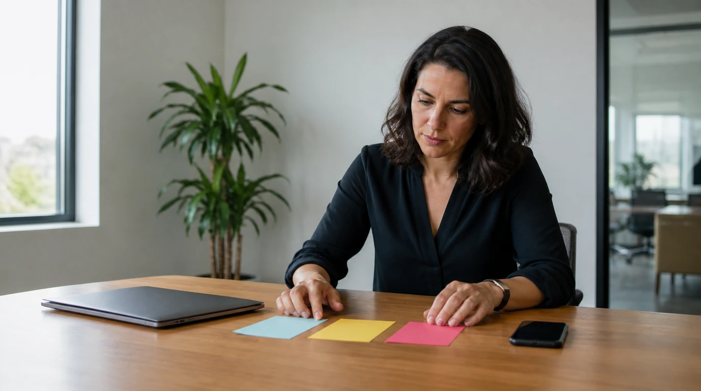 Small business owner sorting monitoring features into a practical shortlist