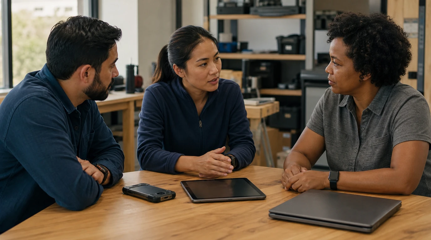 Small business team reviewing different monitoring use cases
