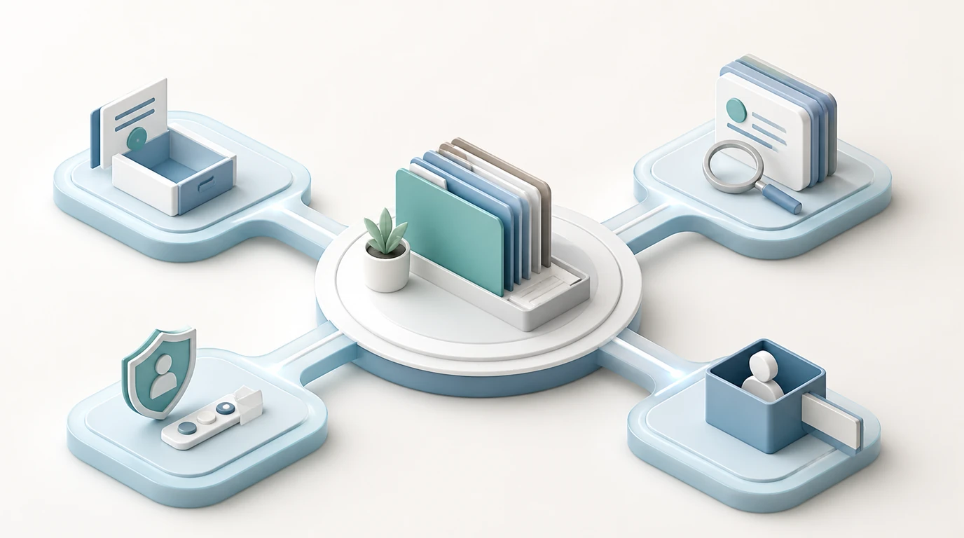 Abstract workflow representing setup and administration time