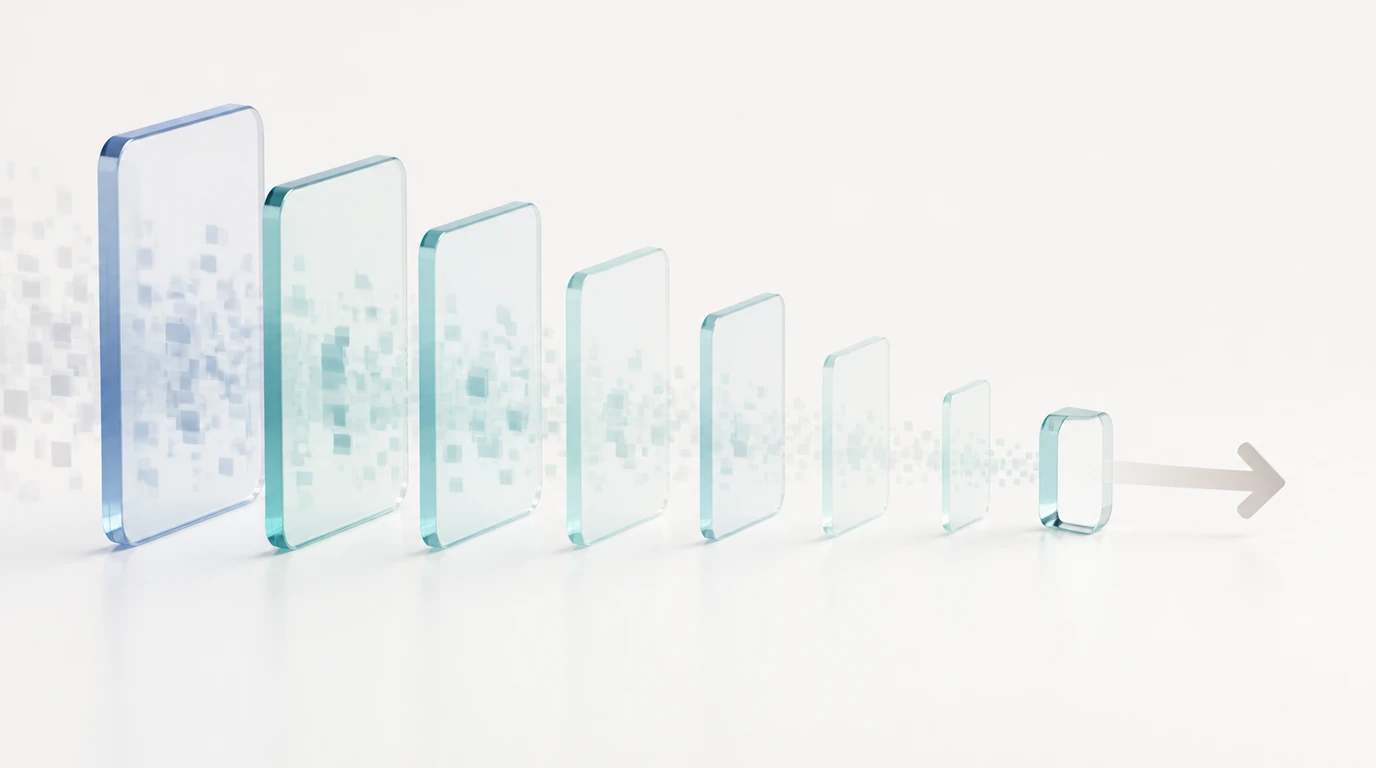 Abstract timeline narrowing toward a clear deletion point