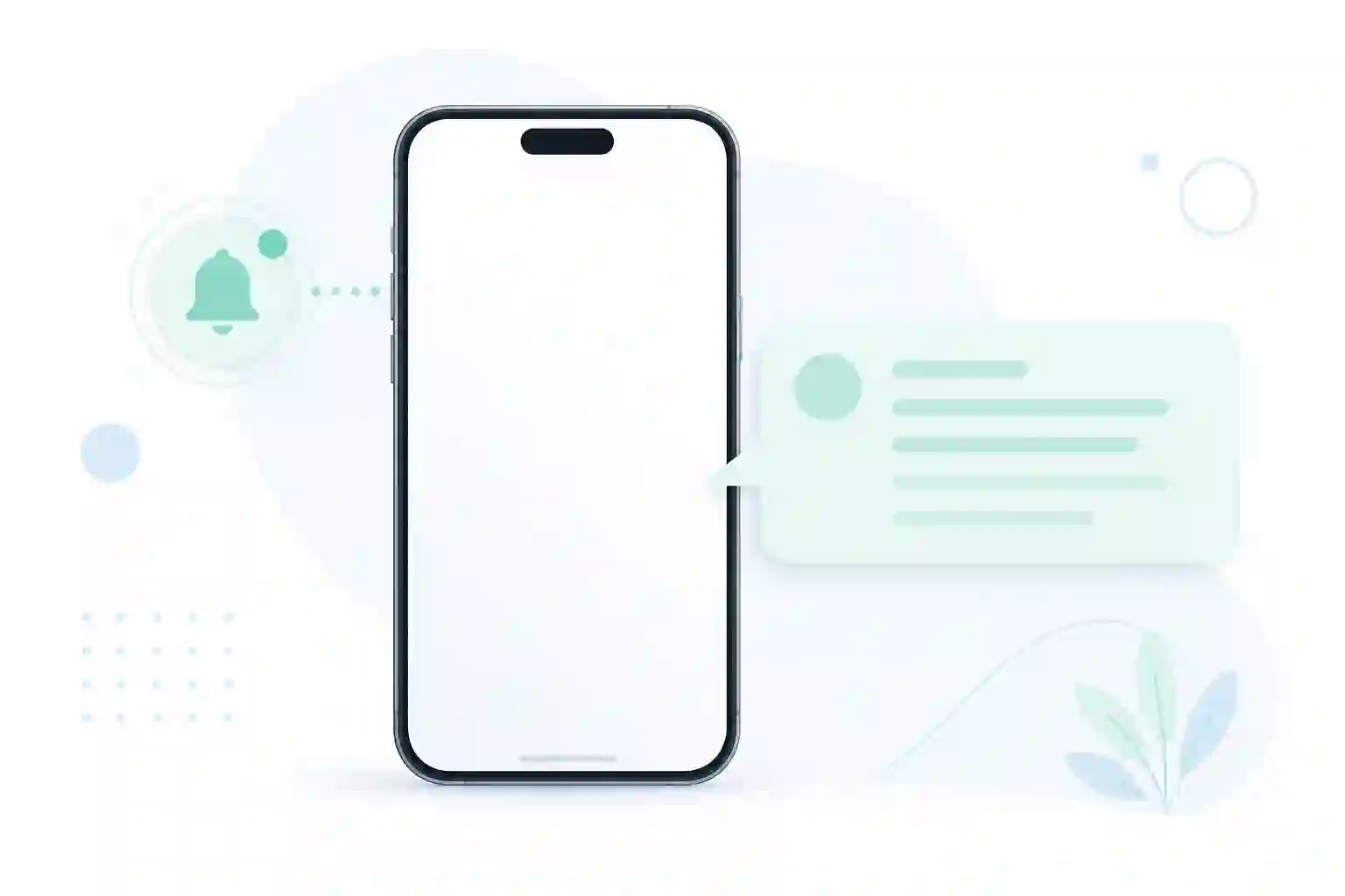 通知の解釈を表す抽象的なスマホと虫眼鏡