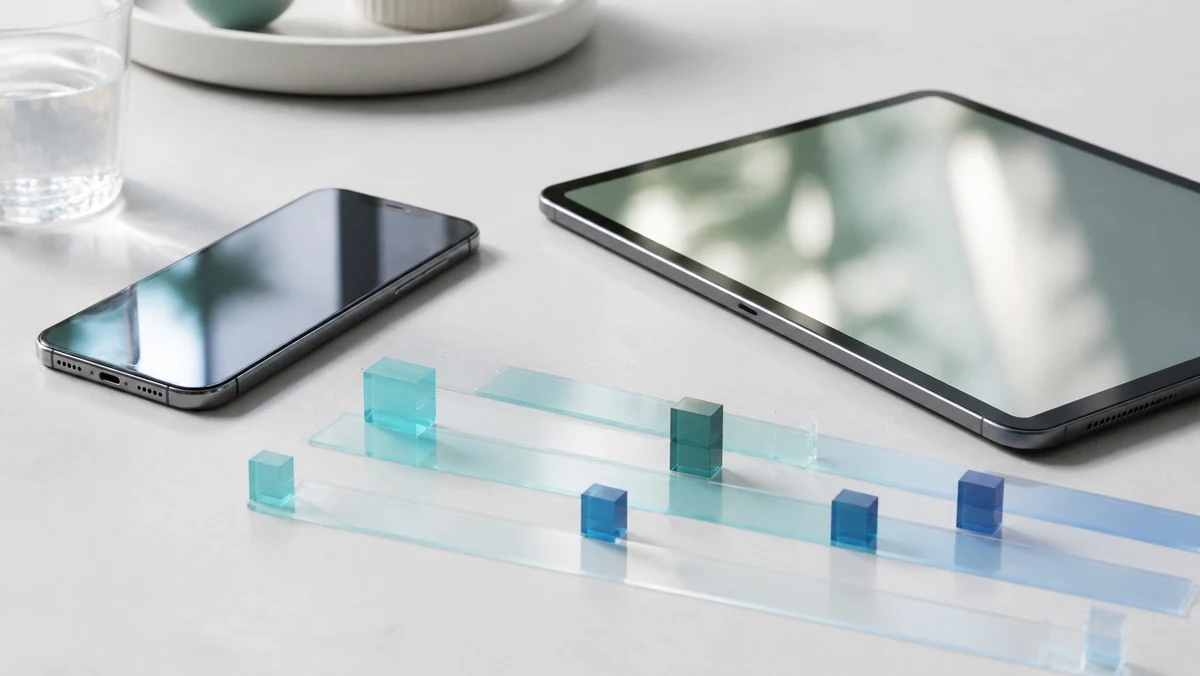 Smartphone and tablet beside abstract time and activity markers