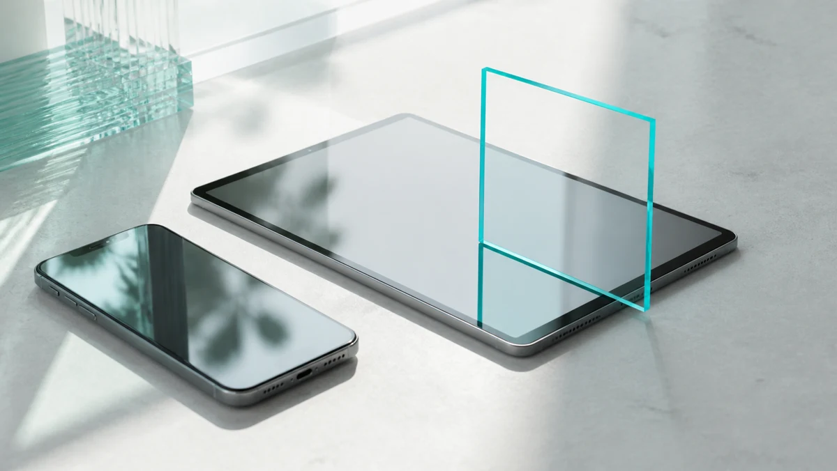 Phone and tablet with a narrow frame isolating one observed moment