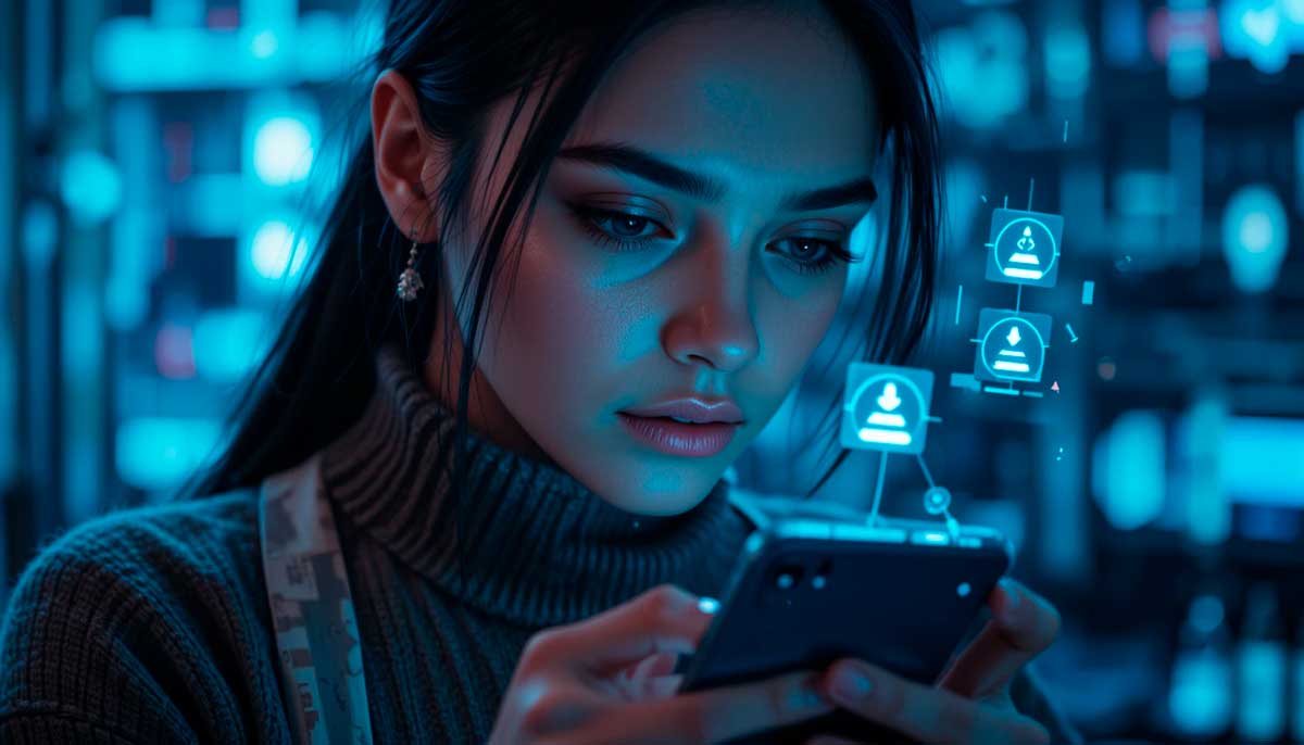 woman resetting smartphone to factory settings