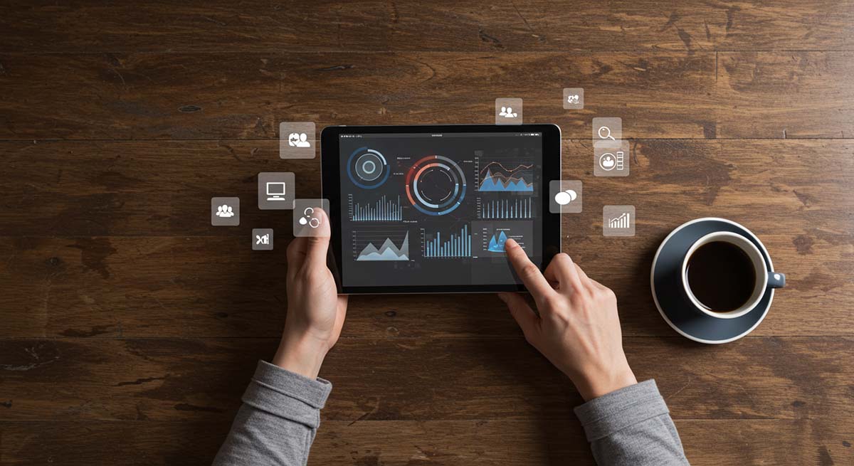 Tablet with a comparison chart of popular phone monitoring apps