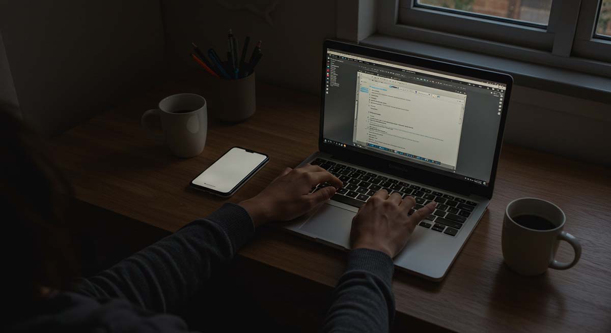 Laptop and phone glowing on desk – Family Tracking Apps Comparison
