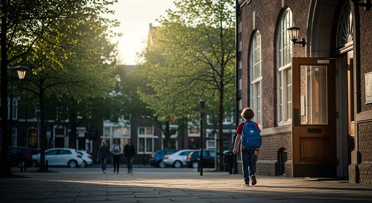 A child walks home from school alone, and the parent is worried about the child.