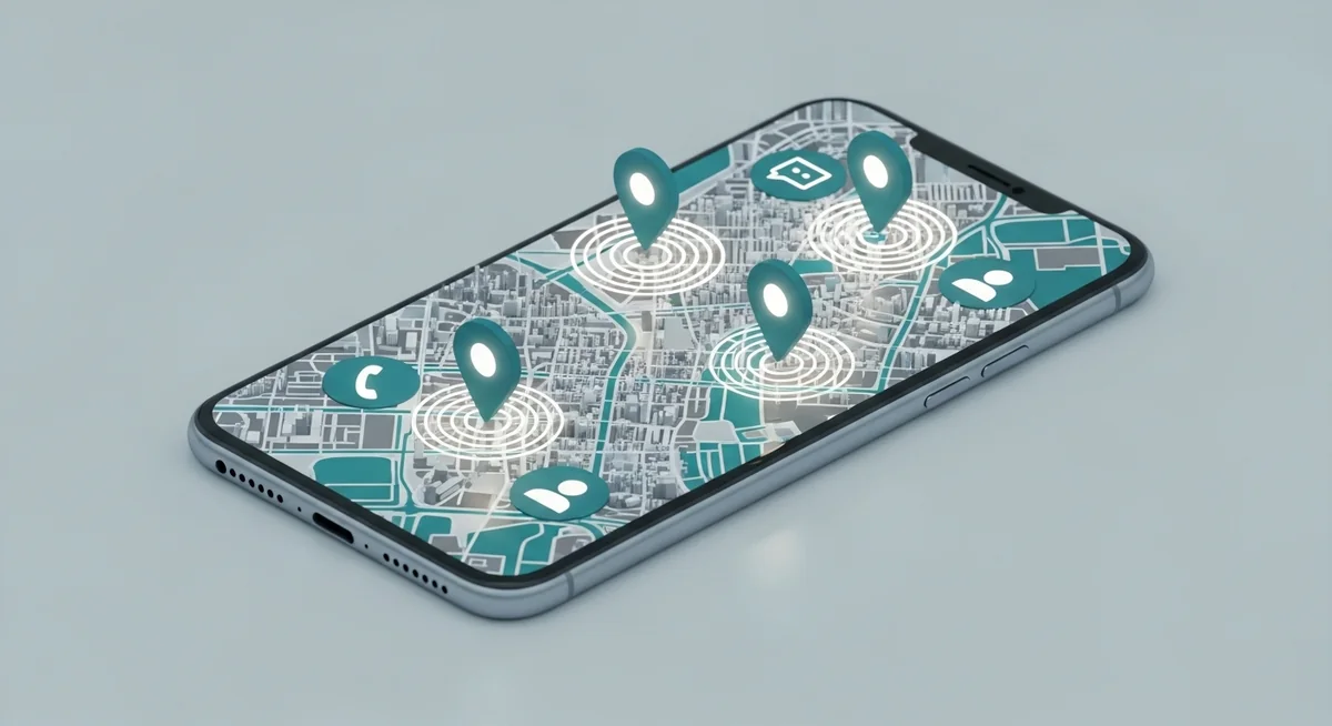 Smartphone showing the Hoverwatch parental control app dashboard with location tracking