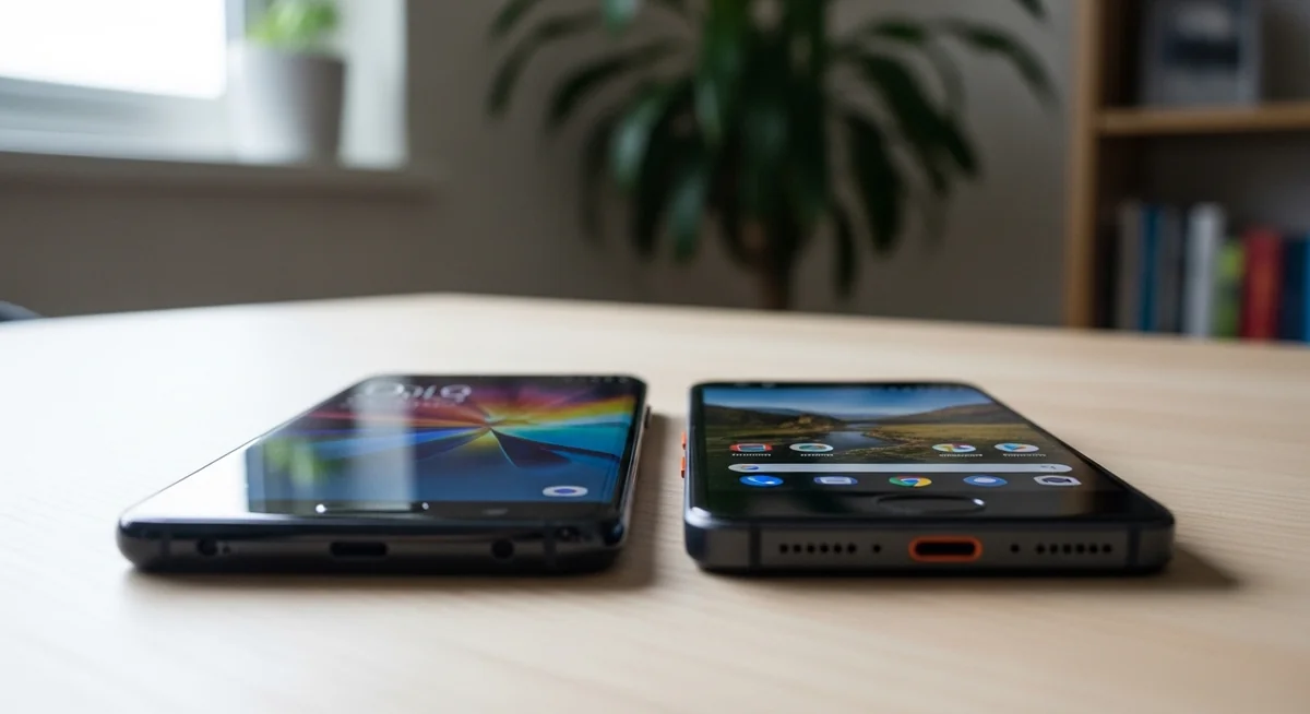 Three Android phones — Pixel, Samsung Galaxy, Xiaomi — running parental control apps for Android