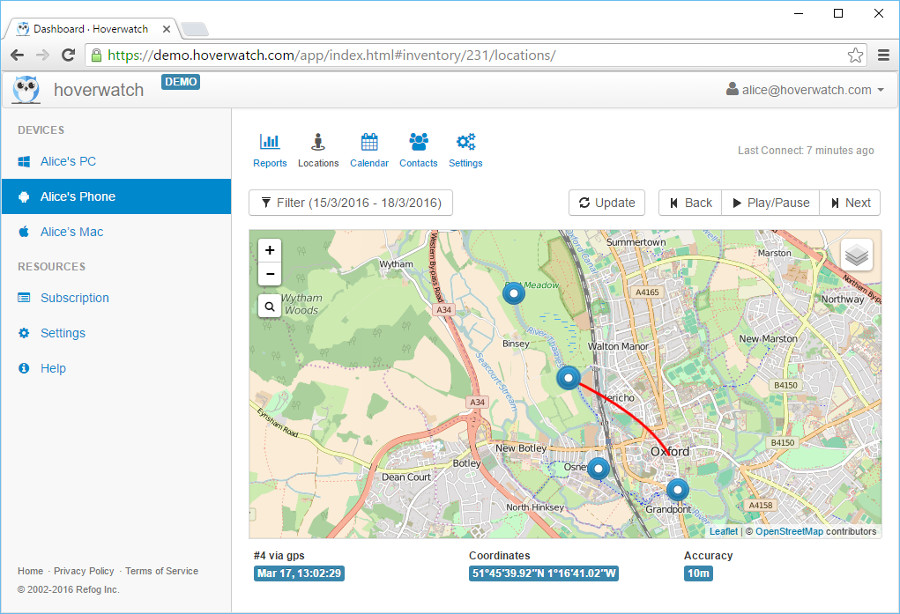 track de locatie van een mobiele telefoon Open Street Map